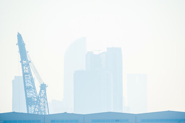 Daytime view of Abu Dhabi’s skyline as seen from the Louvre Abu Dhabi.