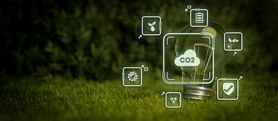 ESG environmental and Innovation through inspiration ideas concept. Investment environment reduce CO2, sustainability and Net zero carbon neutral