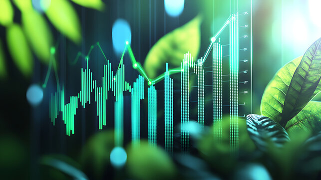 Analyzing financial data trends in a lush green environment data visualization nature digital viewpoint - Powered by Adobe