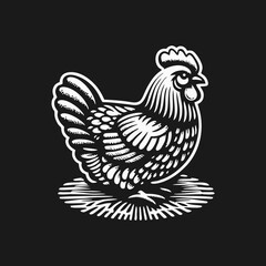 Chicken hen engrave logo icon design illustration