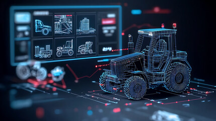Innovative agricultural technology virtual farming 3d visualization digital environment futuristic perspective