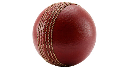 Red Leather Cricket Ball - Close-up Sports Equipment
