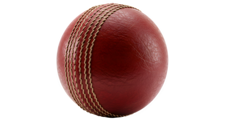 Red Leather Cricket Ball - Close-up Sports Equipment