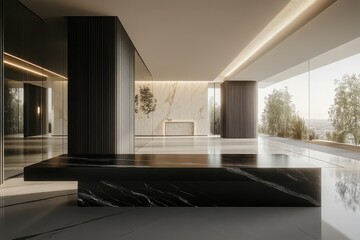 Modern Minimalist Interior Design with Elegant Marble and Glass Elements