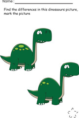 Find the Differences Dinosaur Worksheet for Kids