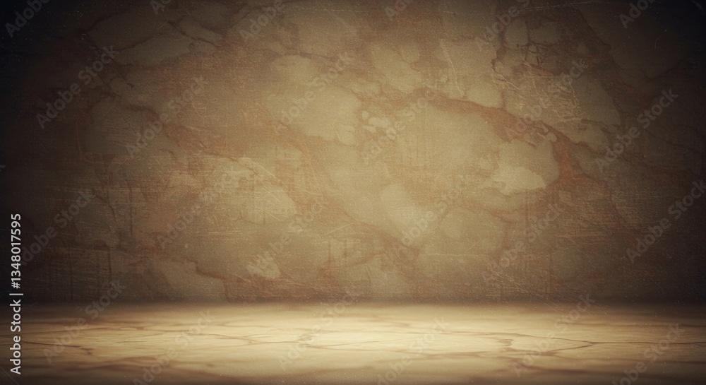 Poster a large empty room with a wall that is covered in cracks