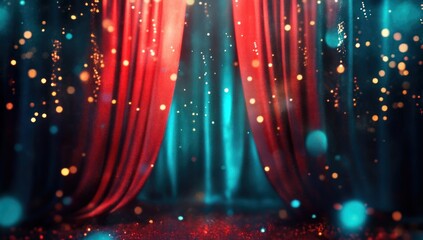 Red Velvet Curtains and Sparkling Stage © Shasa
