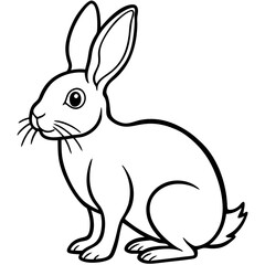 Obraz premium black and white rabit line art in white background