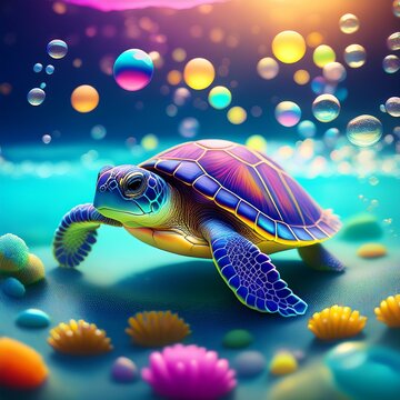 Schildkr&ouml;te in Seifenblasen