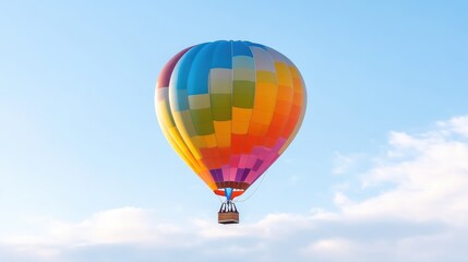 Naklejka premium Colorful hot air balloon soaring through a clear sky
