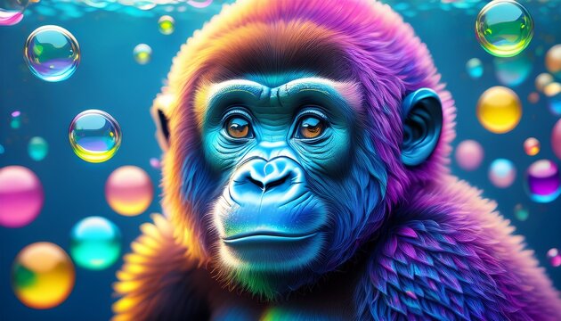 Gorilla in Seifenblasen