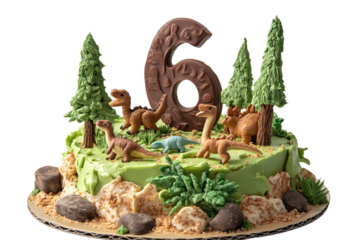 dinosaur themed birthday cake for a 6 year old
