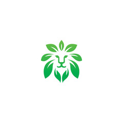 green leaves vector illustration of lion head