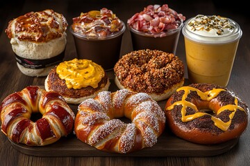 Sweet and Savory Pretzel Bakery Delights: A Rustic Culinary Still Life