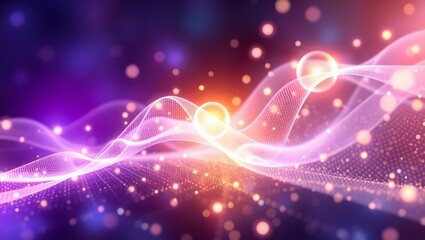 Fototapeta premium background 3d Quantum Energy Waves and Glowing Spheres in a Futuristic Abstract Background