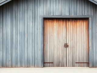Rustic Wooden Barn Doors with Sunlight Reflection