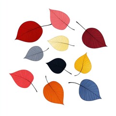Obraz premium Colorful autumn leaves arranged in a circle on a white background