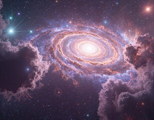 A stunning spiral galaxy bathed in cosmic light