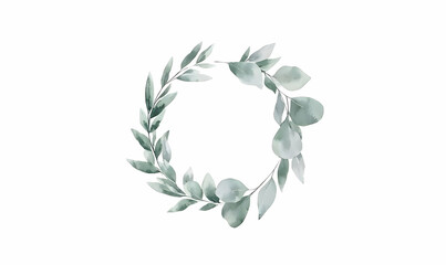 Elegant Watercolor Leaf Wreath for Floral Design and Decor