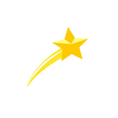 Obraz premium Stylized yellow shooting star with a dynamic trail, vibrant design, copy space