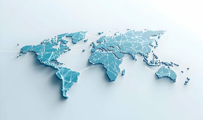 Abstract World Map with Geometric Connection Lines and Nodes