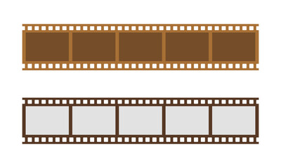 Old retro cinema long movie film strip, photo film frame strip