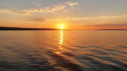 Obraz premium Golden Sunset Reflecting On Calm Water
