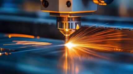 Detail of CNC machine tool cutting stainless steel with coolant spray