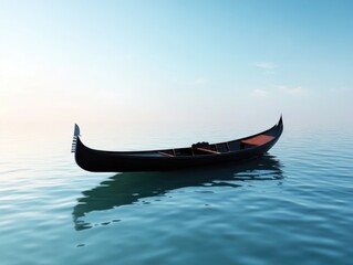 Obraz premium Gondola on Calm Water, Sunrise/Sunset, Digital Artwork