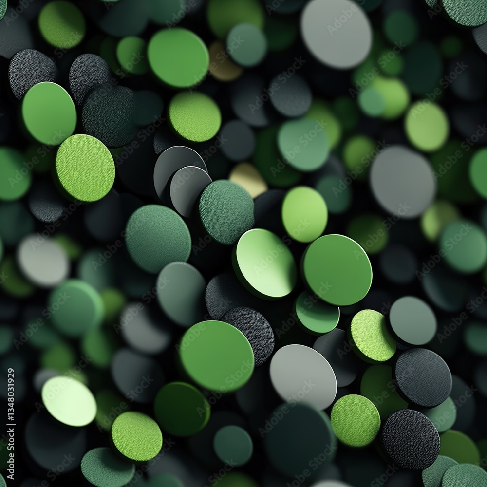 Aufkleber abstract overlapping circles in varying shades of green and gray creating a textured, undulating fie