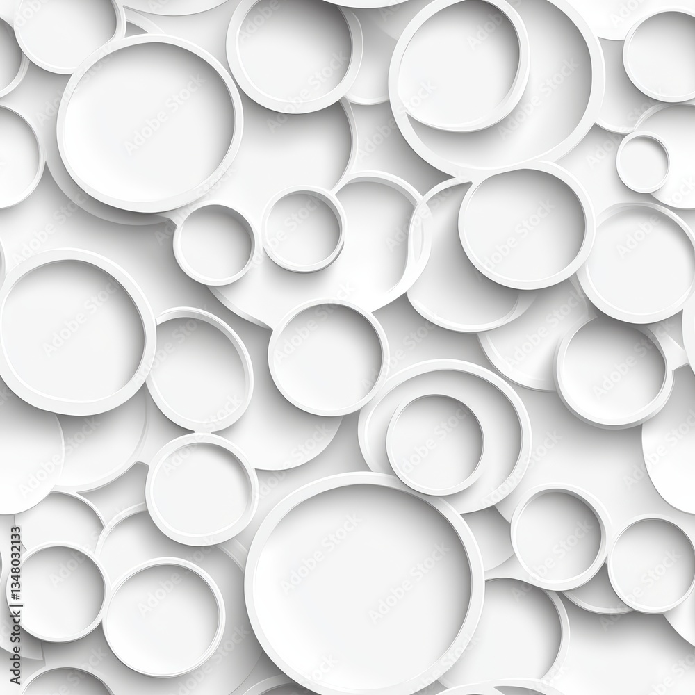 Aufkleber a seamless pattern featu overlapping concentric circles in varying sizes and depths, creating an int
