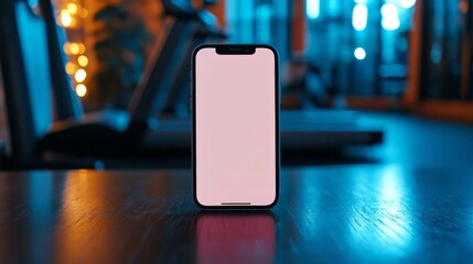 Smartphone is prominently displayed in a gym environment setting