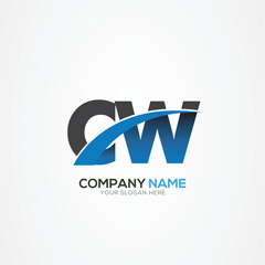 CW or WC Letter Logo Design with a Creative Cut Creative logo design