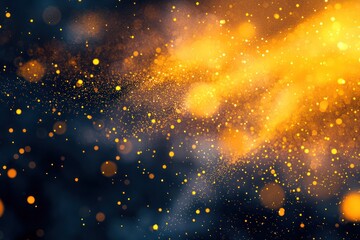 Abstract digital background featuring soft bokeh and glowing yellow particles.