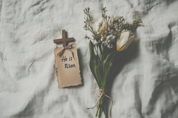 Naklejka premium Easter flat lay with 