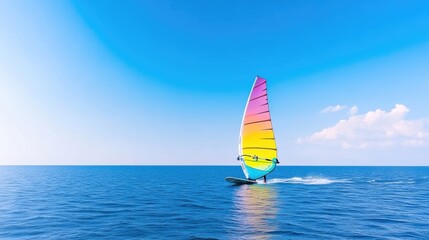 Windsurfer in action on a sunny day