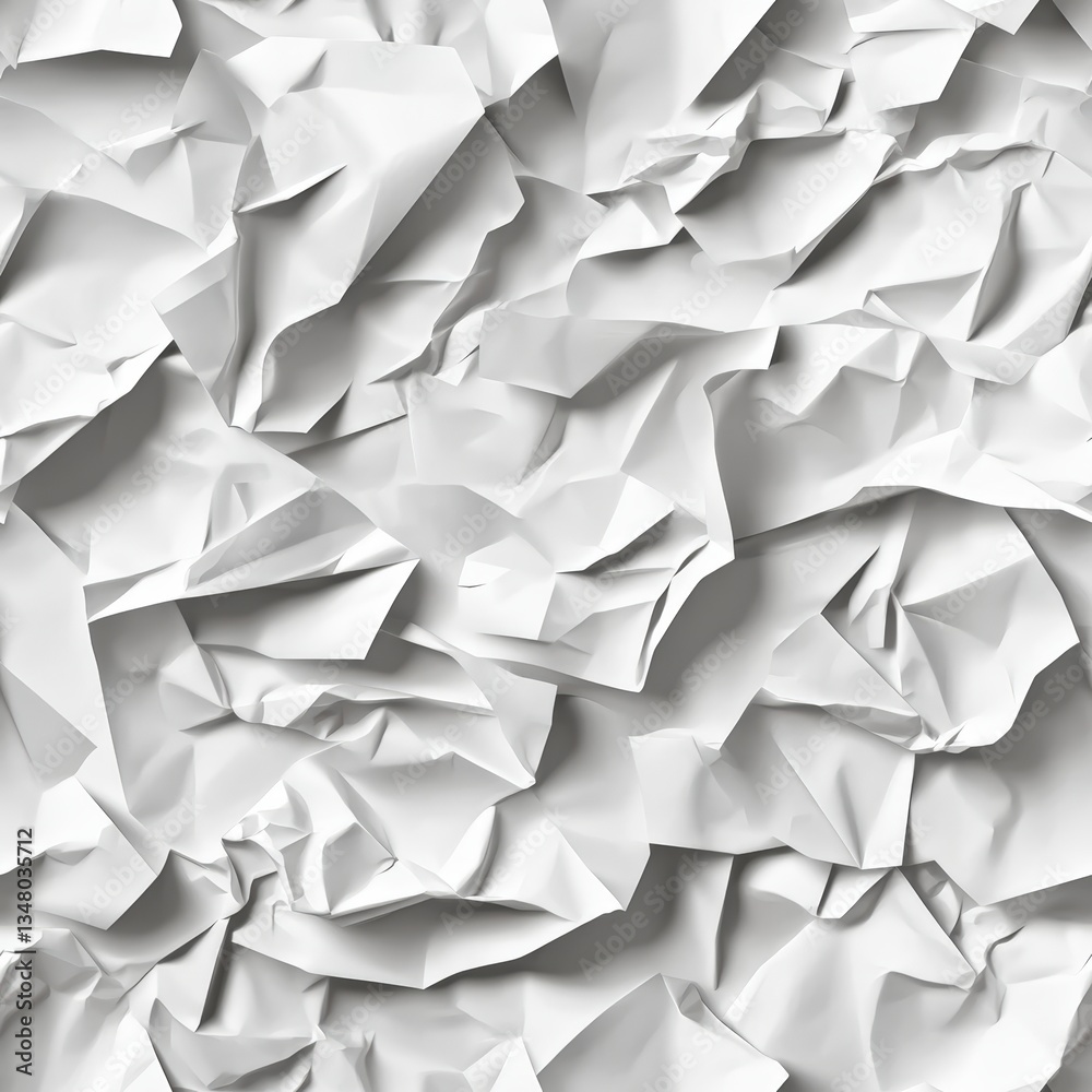 Poster a close-up view of a dense collection of crumpled white paper creating a textured and abstract backg