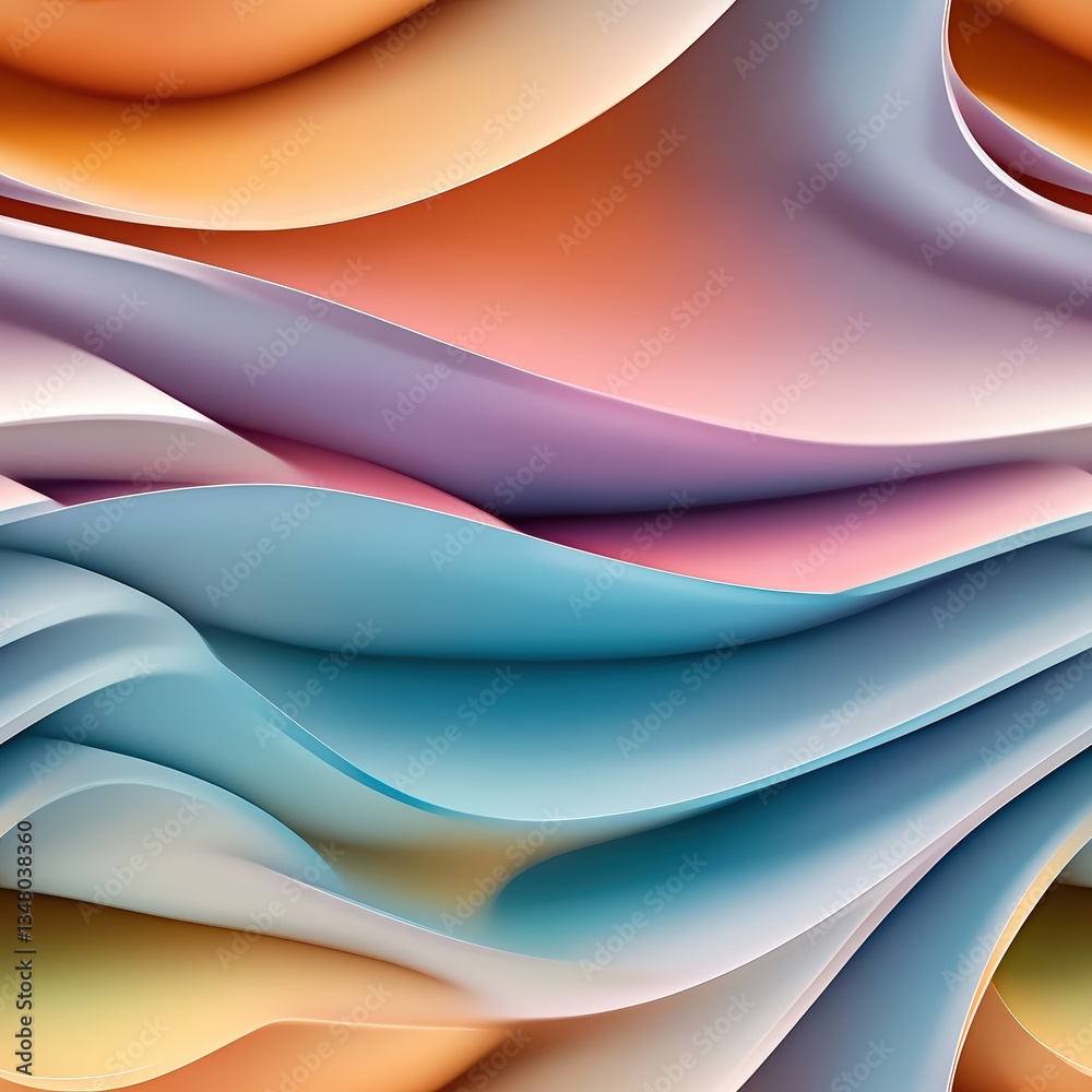 Aufkleber abstract pastel flowing shapes in soft layers with wave-like pattern creating a dreamy and serene vi