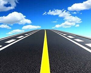 Fototapeta premium Open road leads to success, blue sky background