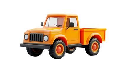 Fototapeta premium Orange Classic Pickup Truck on Transparent Background a Vintage Vehicle with Black Wheels for Transportation and Offroad Adventures