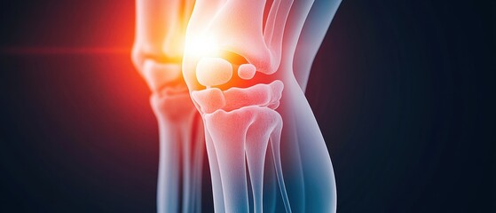 Naklejka premium Detailed anatomical view of human knee joint highlighting bone and cartilage