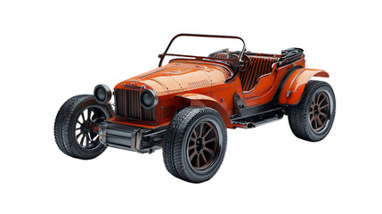 Orange Pixelated Classic Car with Detailed Render on Transparent Background