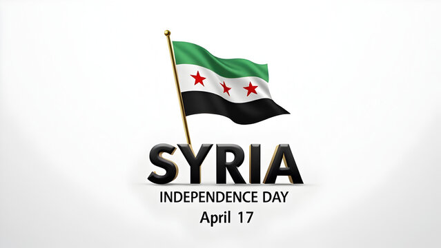 Syria independence day 17 april illustration with Syrian flag. - Powered by Adobe