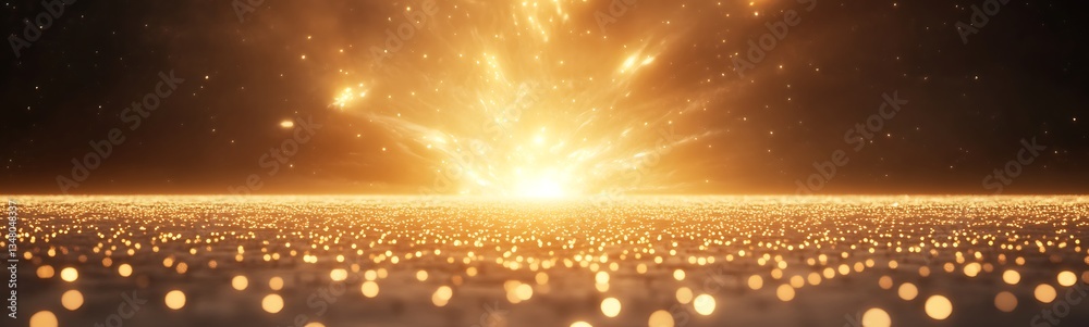 Poster vivid explosion of light over a sparkling surface, creating a dramatic and energetic scene.