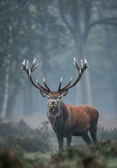 Obraz premium A reindeer standing proudly with its large antlers