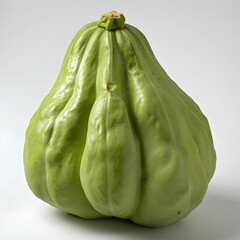 Naklejka premium Single Chayote Squash on White Surface