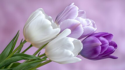 Fototapeta premium Spring blooming flora stunning tulips in nature’s colorful display soft pastel background