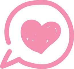 ハート吹き出しの手書き風ベクターイラスト素材