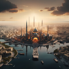 Obraz premium Time-lapse of a city evolving over centuries. 