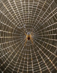Obraz premium image of spider web with bright morning sunlight